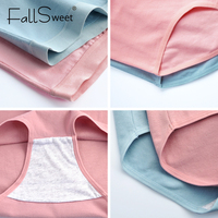 FallSweet 2 sztuk/partia! Bawełniana bielizna damska wysokiej talii majtki wygodne jednokolorowe kalesony Plus rozmiar bielizna M-XXXL 5
